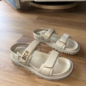Dior Beige Sandals with Metallic Details